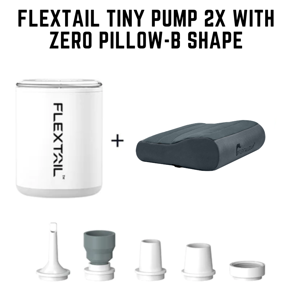 Flextail Tiny Pump 2x with ZERO PILLOW-B Shape Travel Pillows