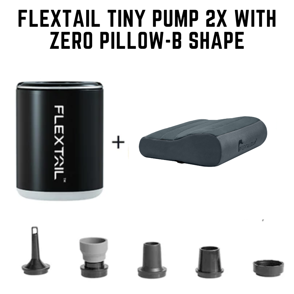 Flextail Tiny Pump 2x with ZERO PILLOW-B Shape Travel Pillows