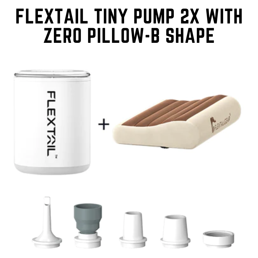Flextail Tiny Pump 2x with ZERO PILLOW-B Shape Travel Pillows